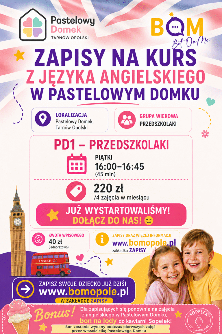 Aktualizacja Zapisy na angielski z BOM dla przedszkolaków Pastelowy Domek