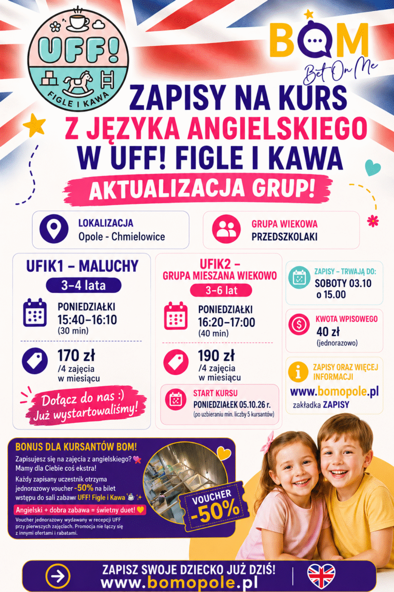 Aktualizacja Zapisy na angielski z BOM dla przedszkolaków UFF FIGLE I KAWA